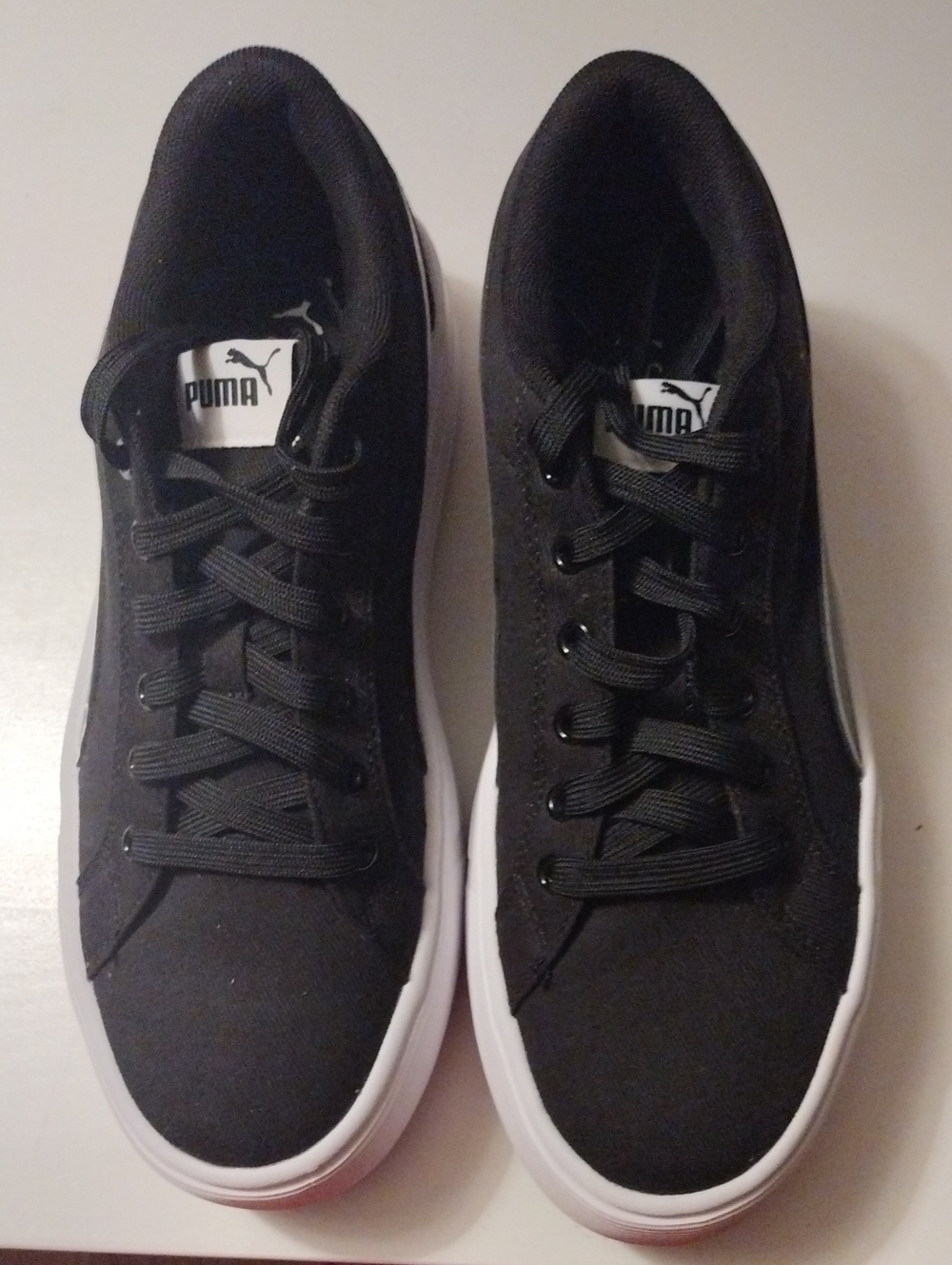 Puma Black Canvas Low-Top Sneakers with White Sole
